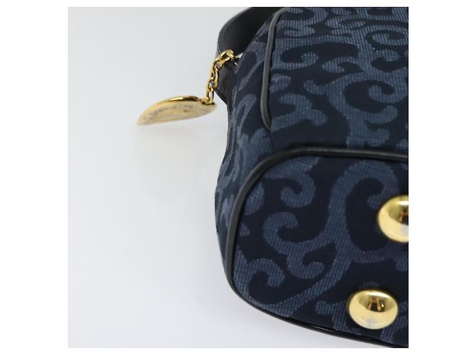Saint Laurent Sac à bandoulière en toile bleu marine et or Auth bs28993 Doré - vue 8