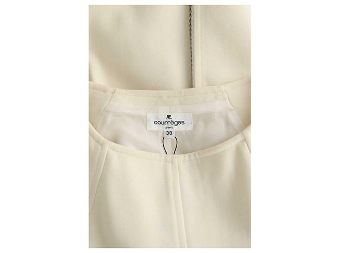 Courreges Ecrufarbenes Wollkleid Roh - Ansicht 5