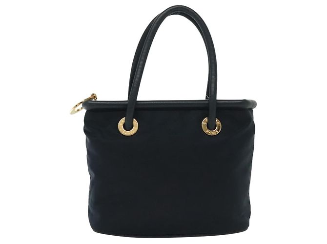 Céline Borsa a mano CELINE in nylon blu navy e oro Auth ep10381 D'oro - vista 13