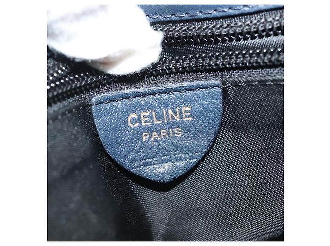 Céline Borsa a mano CELINE in nylon blu navy e oro Auth ep10381 D'oro - vista 18