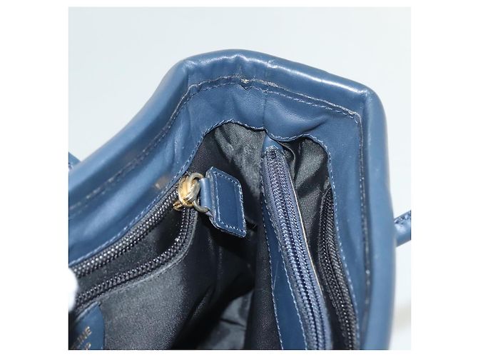 Céline Borsa a mano CELINE in nylon blu navy e oro Auth ep10381 D'oro - vista 19