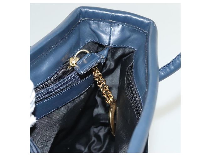 Céline Borsa a mano CELINE in nylon blu navy e oro Auth ep10381 D'oro - vista 20