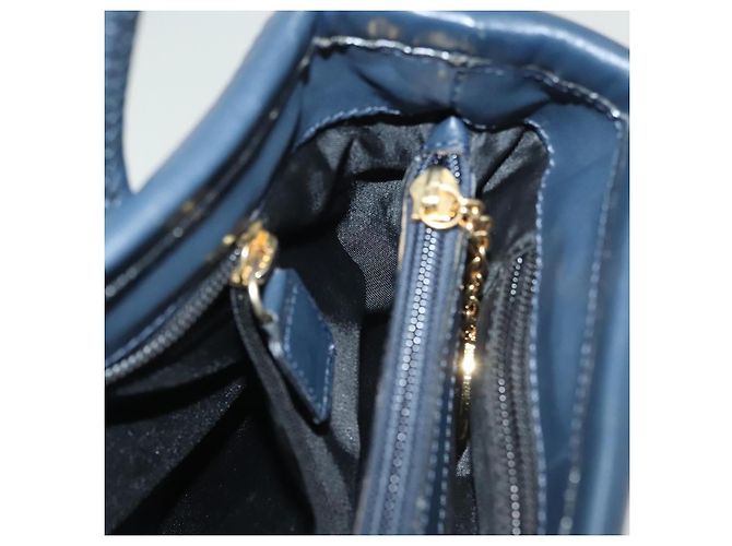 Céline Borsa a mano CELINE in nylon blu navy e oro Auth ep10381 D'oro - vista 21