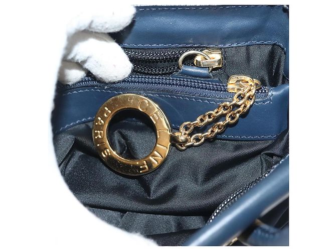 Céline Borsa a mano CELINE in nylon blu navy e oro Auth ep10381 D'oro - vista 23