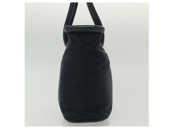 Céline Borsa a mano CELINE in nylon blu navy e oro Auth ep10381 D'oro - vista 3