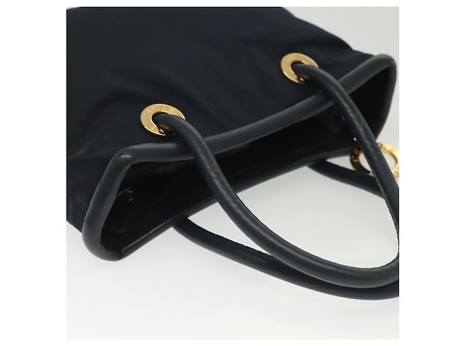Céline Borsa a mano CELINE in nylon blu navy e oro Auth ep10381 D'oro - vista 6