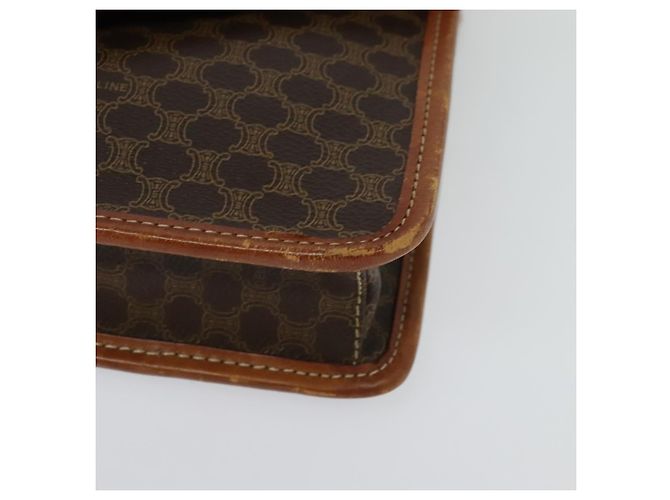 Céline Borsa a Spalla in Tela Macadam CELINE in Pelle PVC Marrone Oro Auth 139945 D'oro - vista 15