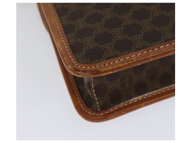 Céline Borsa a Spalla in Tela Macadam CELINE in Pelle PVC Marrone Oro Auth 139945 D'oro - vista 16