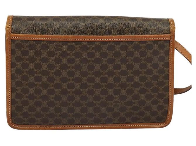Céline Borsa a Spalla in Tela Macadam CELINE in Pelle PVC Marrone Oro Auth 139945 D'oro - vista 2