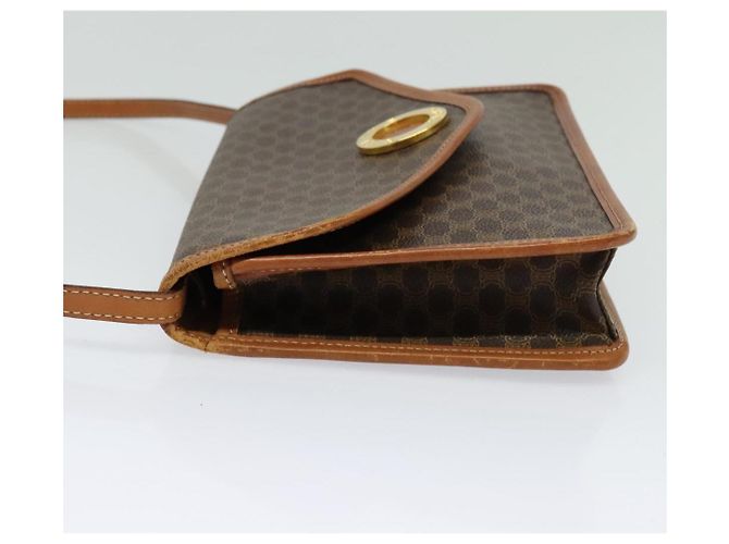Céline Borsa a Spalla in Tela Macadam CELINE in Pelle PVC Marrone Oro Auth 139945 D'oro - vista 3
