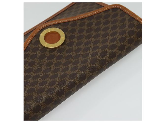 Céline Borsa a Spalla in Tela Macadam CELINE in Pelle PVC Marrone Oro Auth 139945 D'oro - vista 6