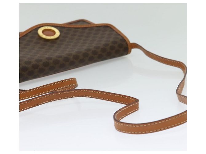 Céline Borsa a Spalla in Tela Macadam CELINE in Pelle PVC Marrone Oro Auth 139945 D'oro - vista 7