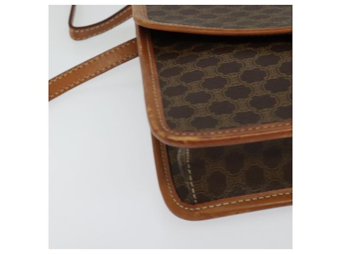 Céline Borsa a Spalla in Tela Macadam CELINE in Pelle PVC Marrone Oro Auth 139945 D'oro - vista 8