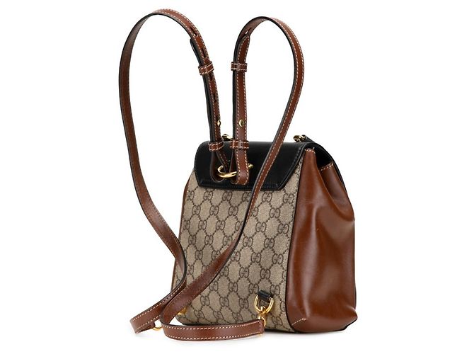 Gucci GG Supreme Padlock Rucksack Braun Schwarz Beige - Ansicht 2