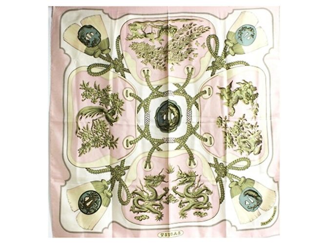Sciarpa Donna Hermès - Carré 90 TSUBAS Rosa Bianco - vista 2