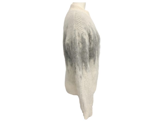 Pull zippé en alpaga gris / blanc à zigzag Peserico - vue 2