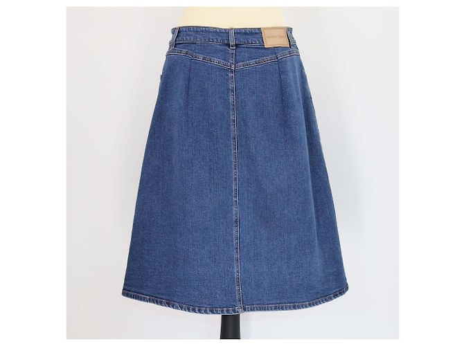 See by Chloé See by Chloe Blue Deep Denim Front Pocket Midi Skirt - view 3