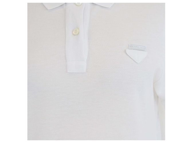 Vestido polo de algodón piqué blanco de manga corta Prada - vista 4
