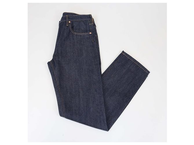 Pantalones rectos de mezclilla azul oscuro con botón de Prada - vista 3