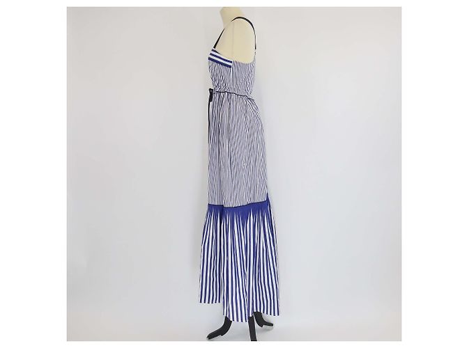 Vestido maxi sin mangas plisado a rayas azul y blanco de algodón Tommy Hilfiger - vista 2