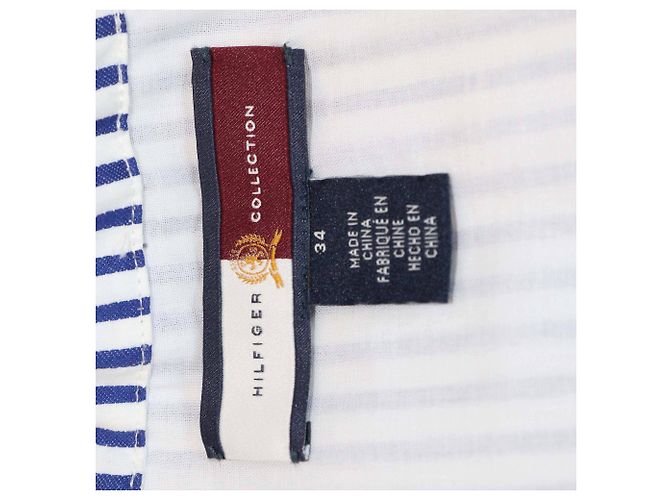 Vestido maxi sin mangas plisado a rayas azul y blanco de algodón Tommy Hilfiger - vista 5