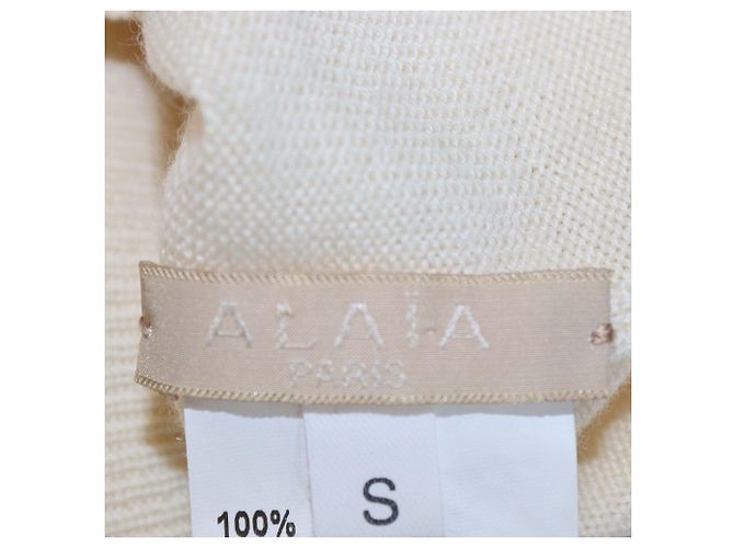 Alaïa Top de lana de manga larga con botones crema Alaia Crudo - vista 5