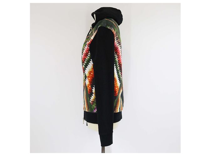 Giacca in cotone con cappuccio e zip con stampa geometrica azteca multicolore Balmain - vista 2