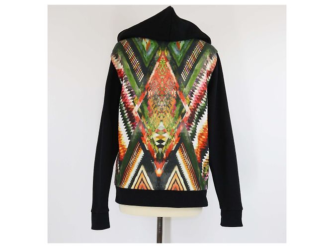 Giacca in cotone con cappuccio e zip con stampa geometrica azteca multicolore Balmain - vista 3