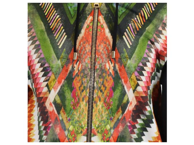 Giacca in cotone con cappuccio e zip con stampa geometrica azteca multicolore Balmain - vista 4