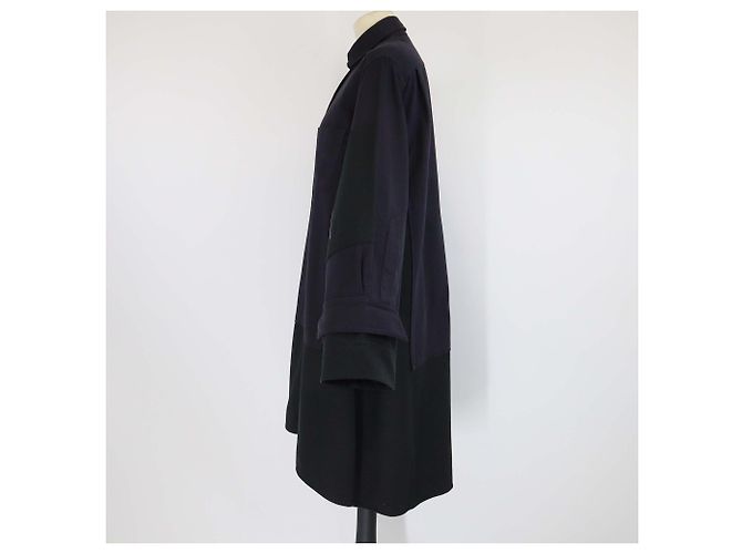 Céline Celine Dunkel/Blaue Langarm-Baumwollmantelkleid Bordeaux - Ansicht 2