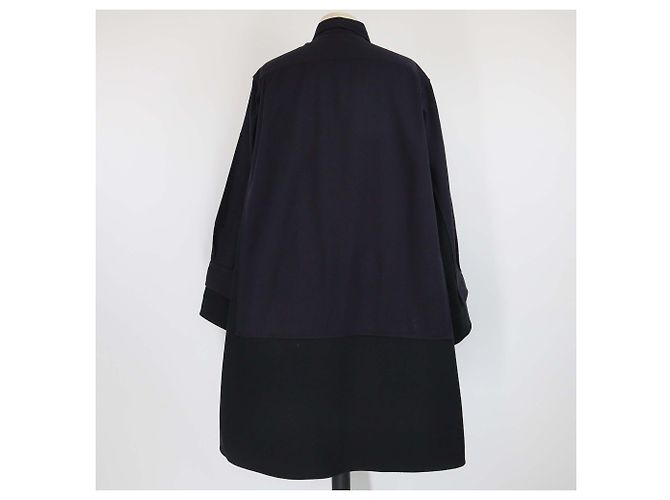 Céline Celine Dunkel/Blaue Langarm-Baumwollmantelkleid Bordeaux - Ansicht 3