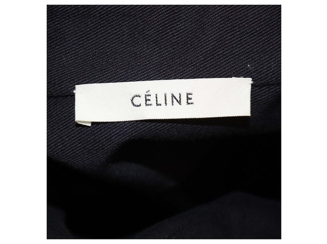 Céline Celine Dunkel/Blaue Langarm-Baumwollmantelkleid Bordeaux - Ansicht 5