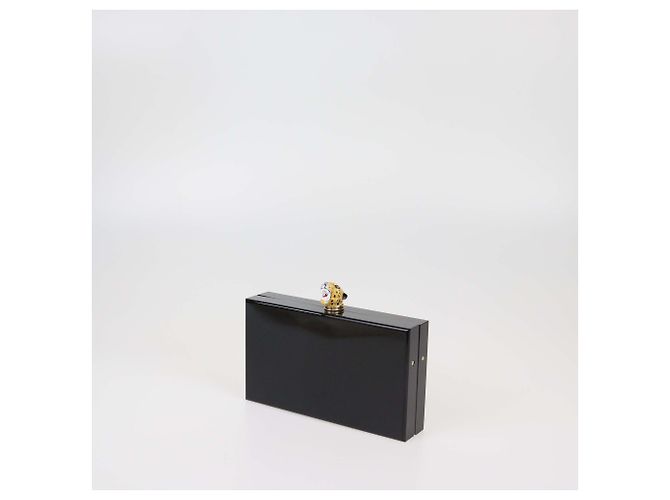 Clutch de acrílico negro con cabeza de leopardo Charlotte Olympia - vista 2