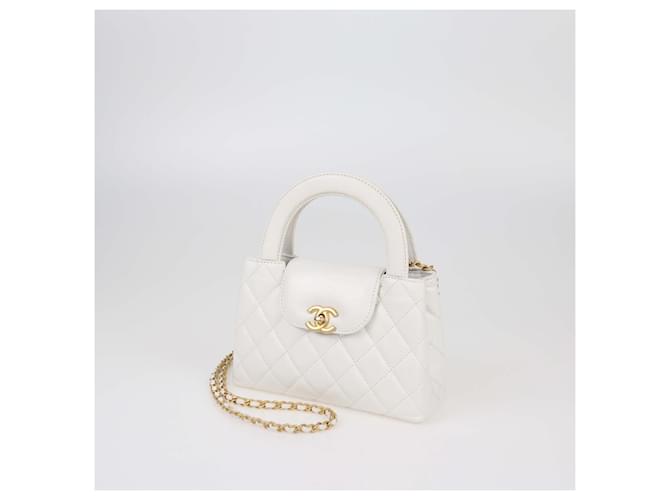 Borsa mini Kelly in pelle bianca trapuntata Chanel Bianco - vista 2