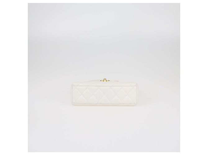 Borsa mini Kelly in pelle bianca trapuntata Chanel Bianco - vista 4