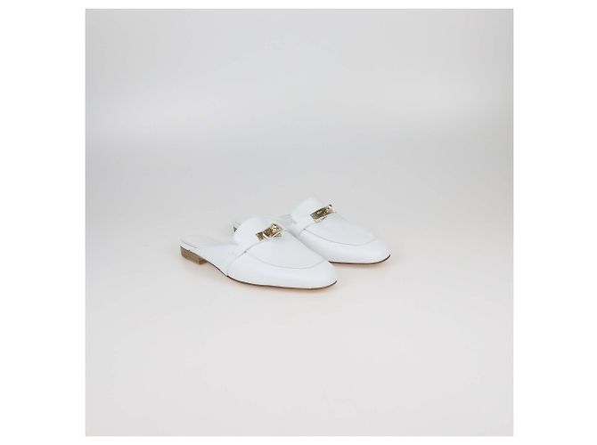 Mules OZ in pelle bianca Hermès Bianco - vista 2