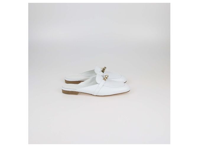 Mules OZ in pelle bianca Hermès Bianco - vista 3