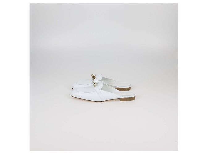 Mules OZ in pelle bianca Hermès Bianco - vista 4