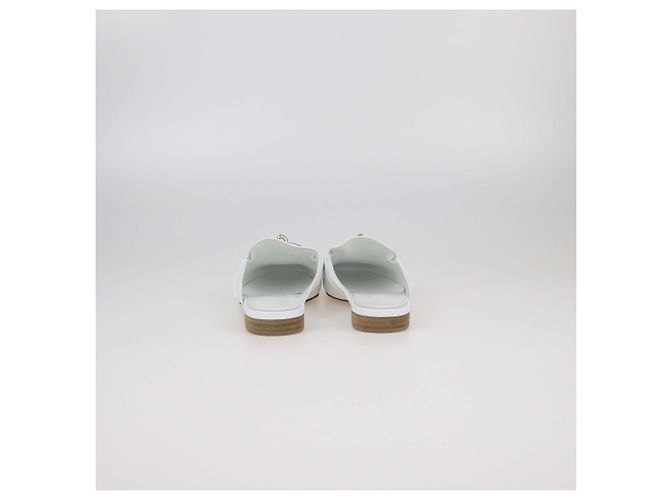 Mules OZ in pelle bianca Hermès Bianco - vista 5