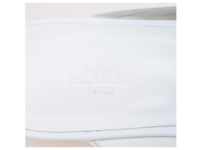 Mules OZ in pelle bianca Hermès Bianco - vista 6