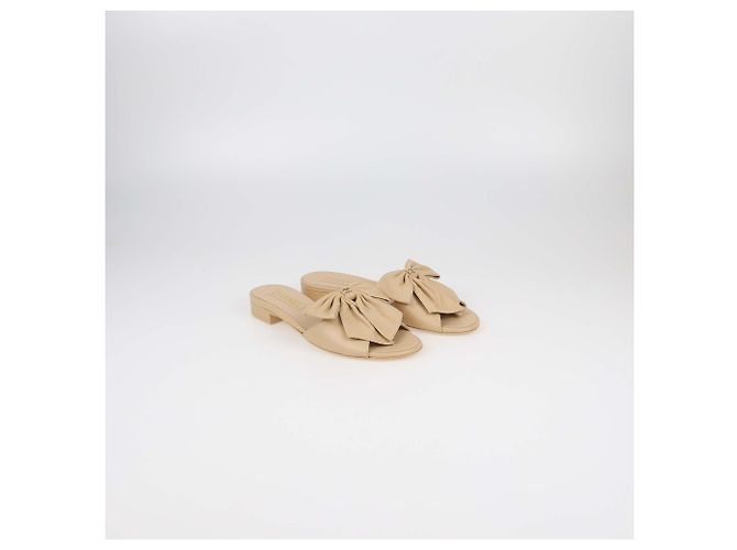 Sandali scivolosi CC beige con fiocco Chanel - vista 2