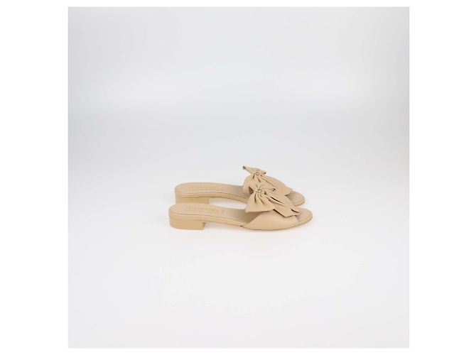 Sandali scivolosi CC beige con fiocco Chanel - vista 3