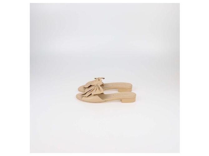 Sandali scivolosi CC beige con fiocco Chanel - vista 4