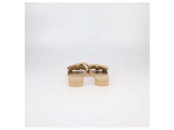 Sandali scivolosi CC beige con fiocco Chanel - vista 5