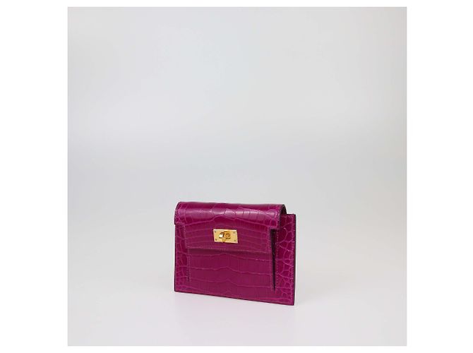 Cartera compacta Kelly de cocodrilo Rose Scheherazade de Hermès - vista 2