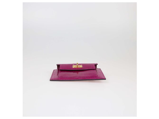 Cartera compacta Kelly de cocodrilo Rose Scheherazade de Hermès - vista 4