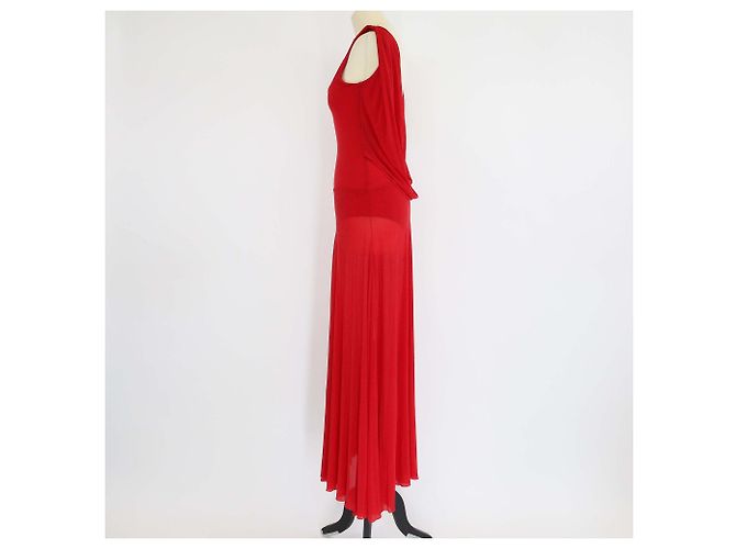 Vestido maxi de cupro rojo con cintura baja Magda Butrym - vista 2