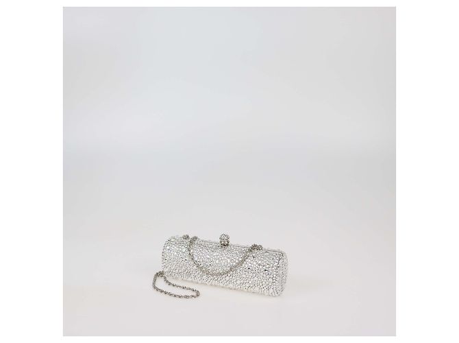 Clutch a Catena Decorato con Cristalli Argento Rodo - vista 2