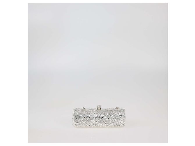 Clutch a Catena Decorato con Cristalli Argento Rodo - vista 3