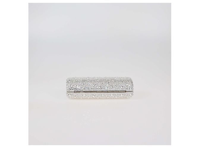 Clutch a Catena Decorato con Cristalli Argento Rodo - vista 4